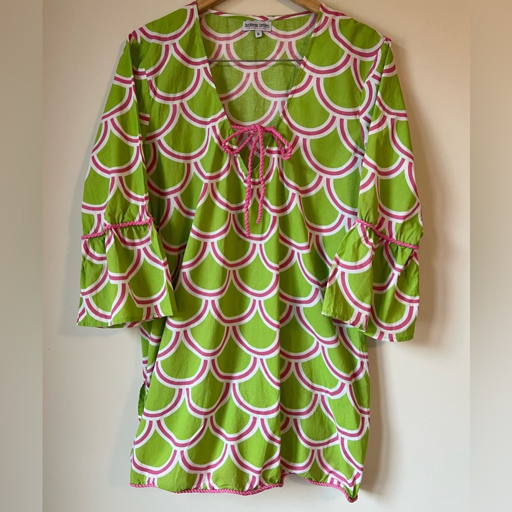 Buckhead Betties Women’s Harbor Bae Tunic Top/Dress/Cover-Up Pink Lime Size XL